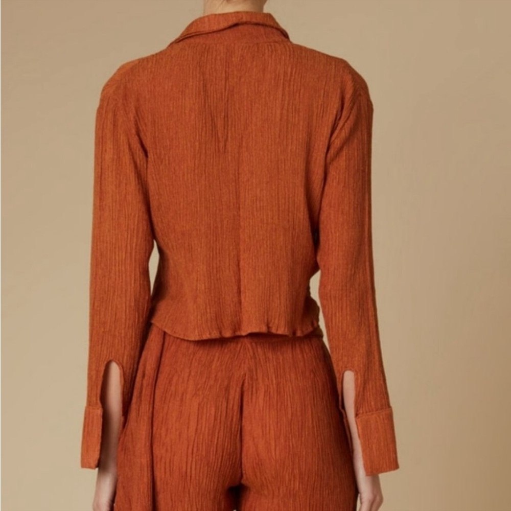 New! Savannah Morrow Vea Blouse Papaya Signature Handloom Fabric - Picture 4 of 8